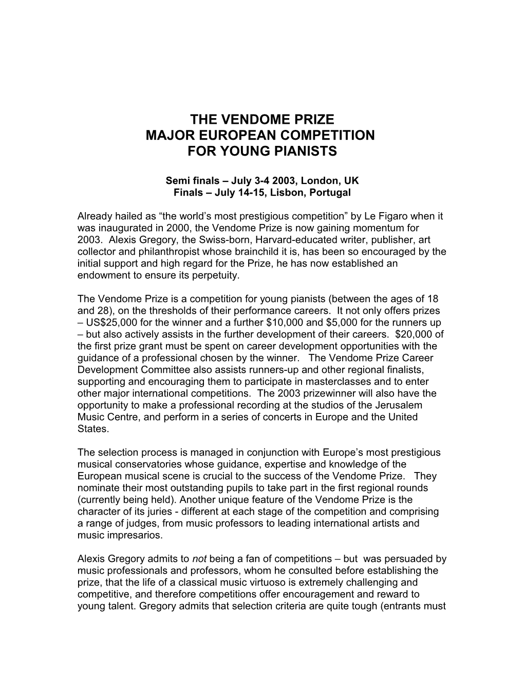 The Vendome Prize