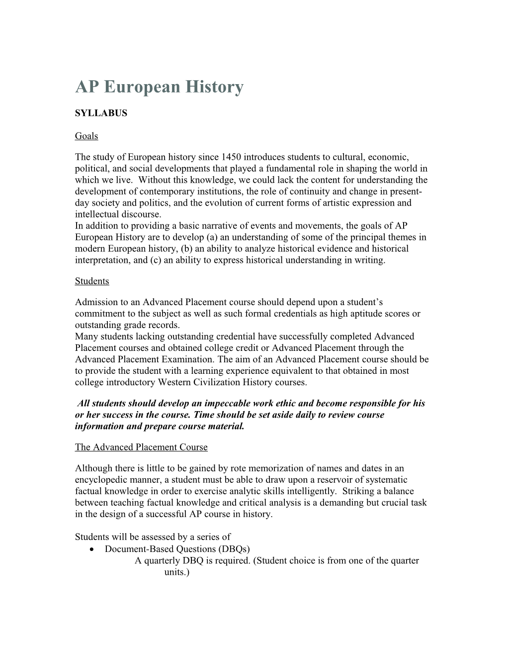 AP European History s10