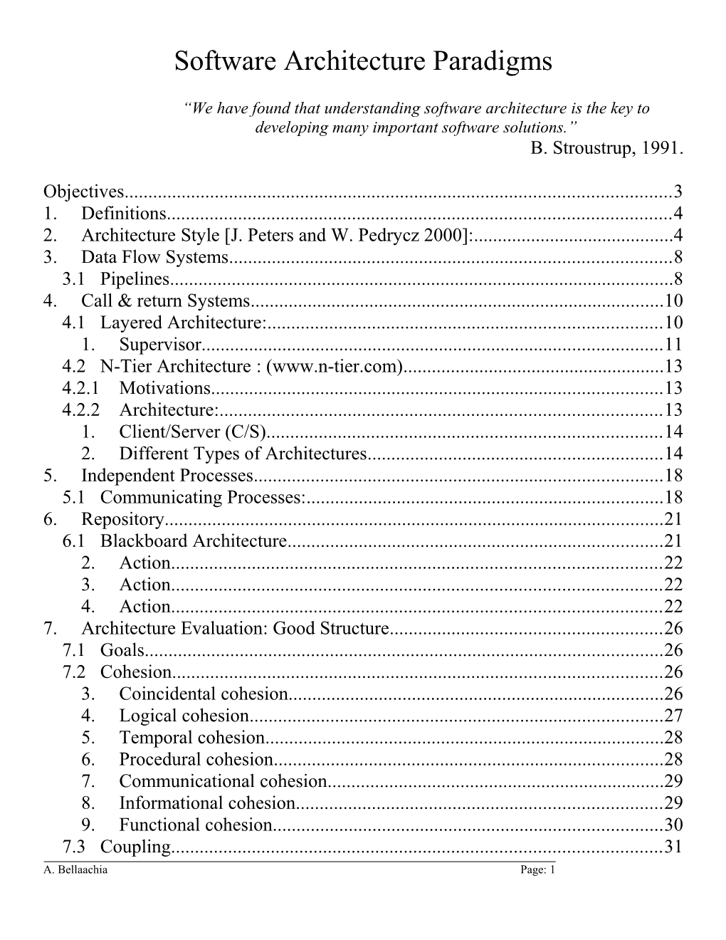 2.Architecture Style J. Peters and W. Pedrycz 2000