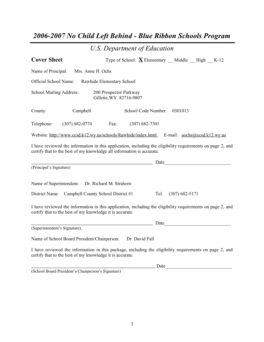 Application: 2006-2007, No Child Left Behind - Blue Ribbon Schools Program (MS Word) s3