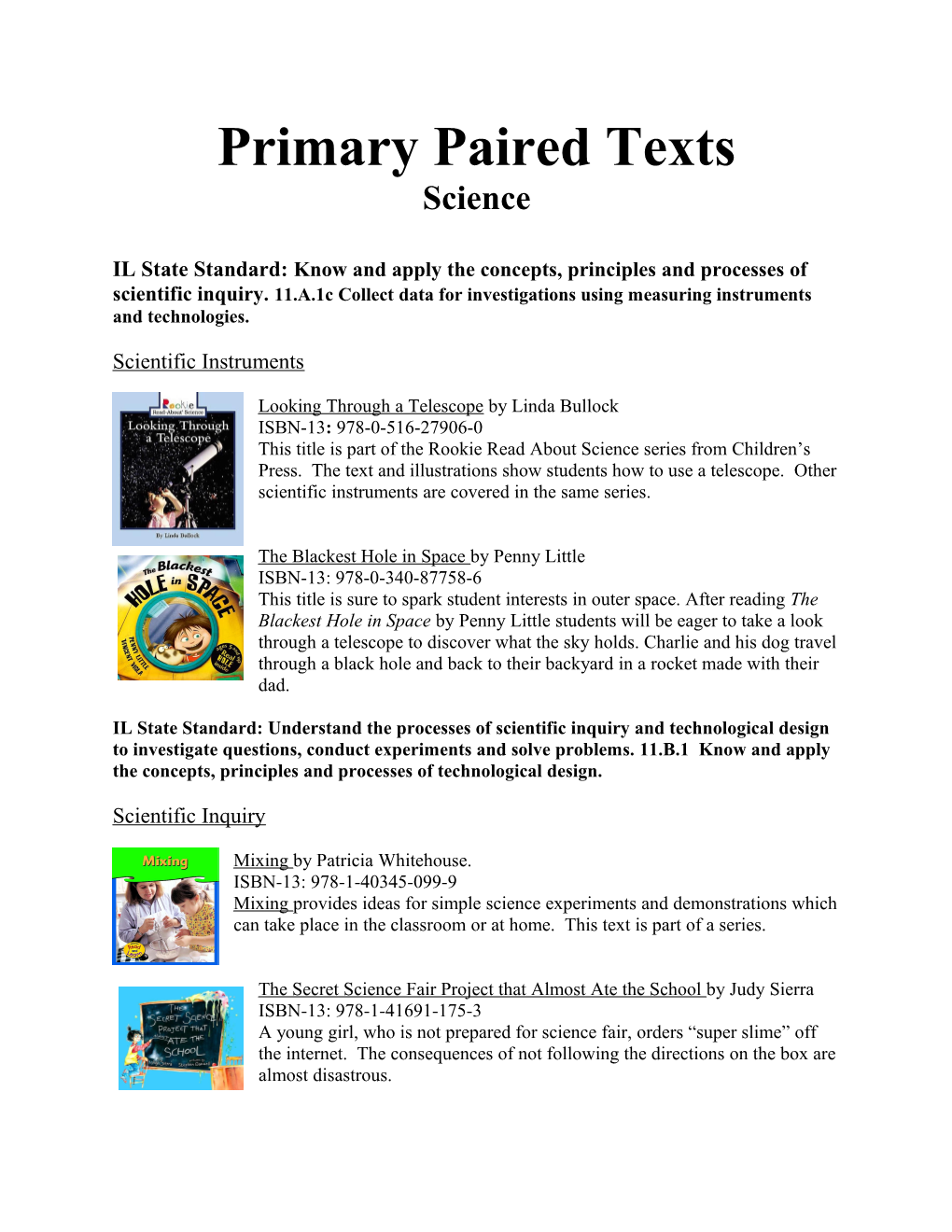 Primary Paired Texts