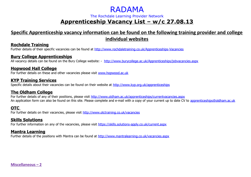 The Rochdale Learning Provider Network