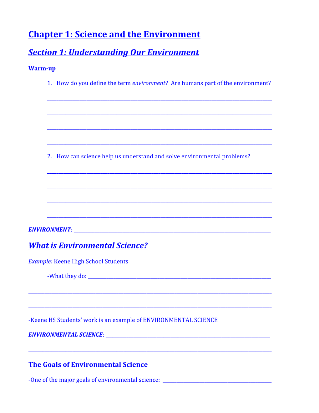 Chapter 1: Science and the Environment