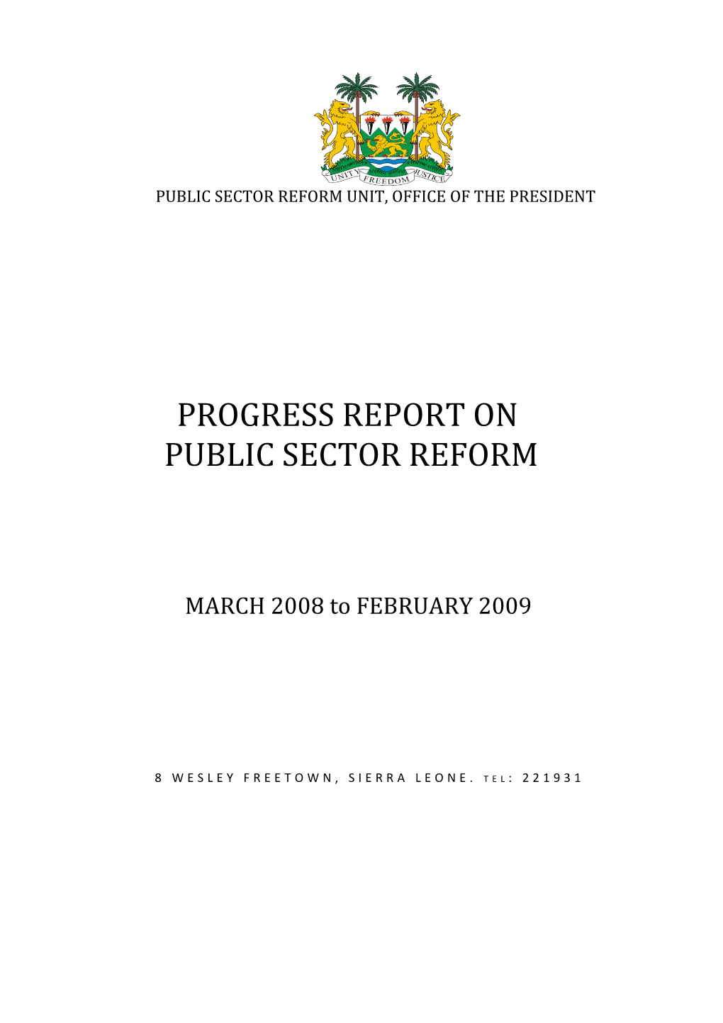 Progress Report on Public Sector Reform