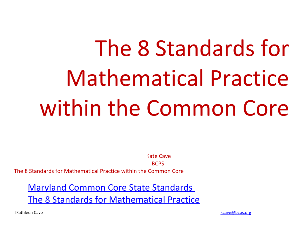 MSET 2012: the 8 Mathematical Practices