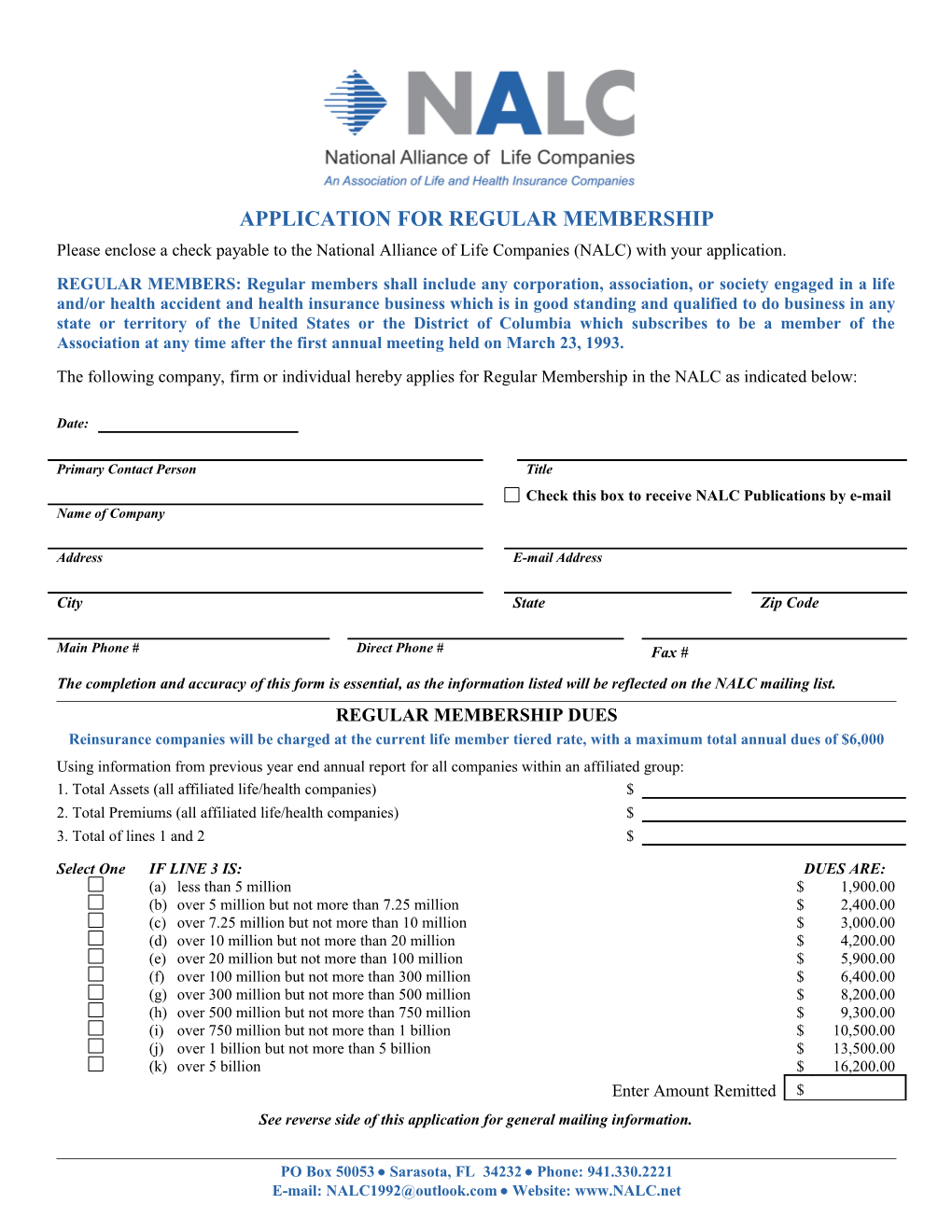 Application for Regular Membership