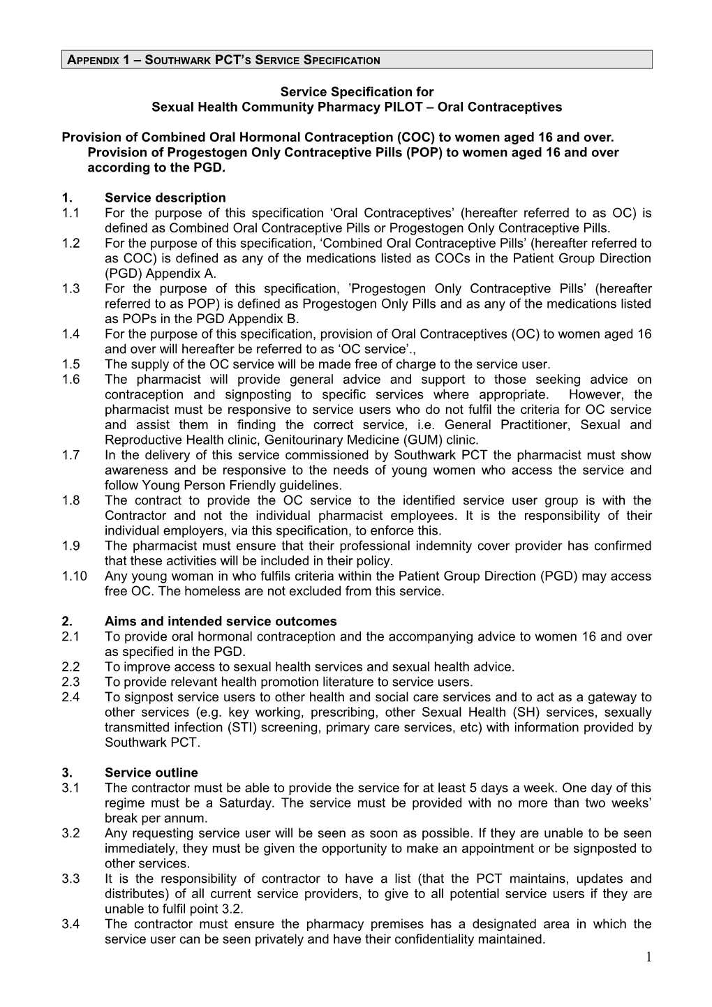 Annex 1 Southwark Pct S Service Specification