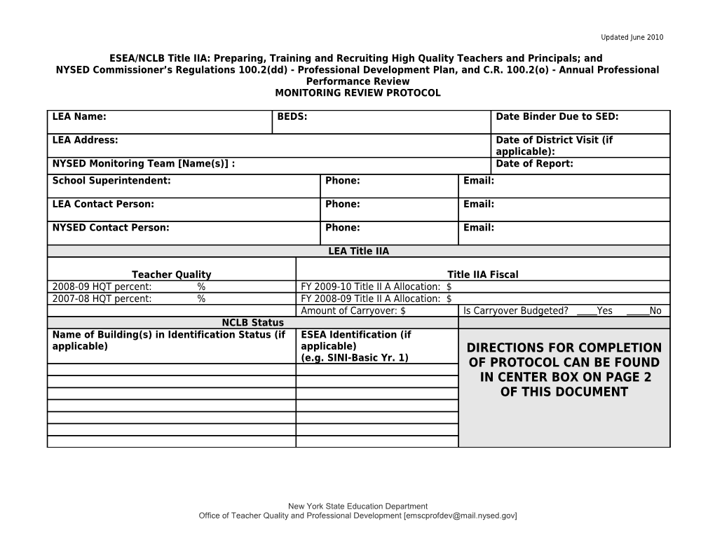 NYSED Commissioner S Regulations 100.2(Dd) - Professional Development Plan, and C.R. 100.2(O)