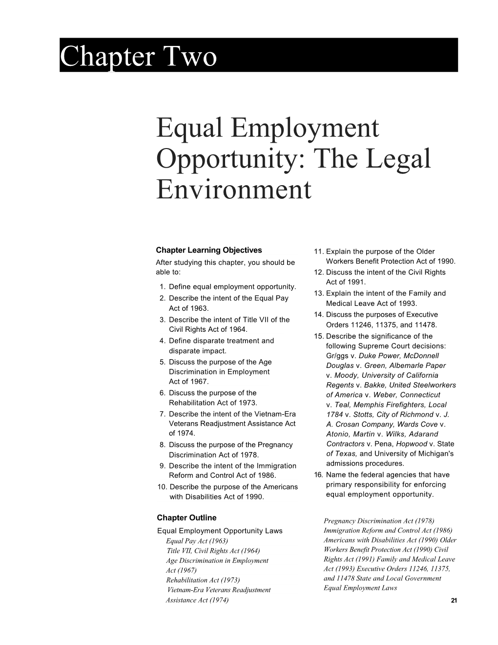 Equal Employment Opportunity: the Legal Environment