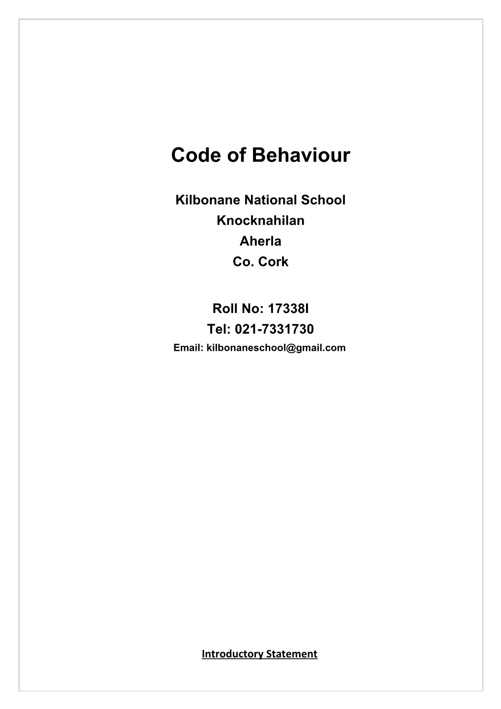 Code of Behaviour s1