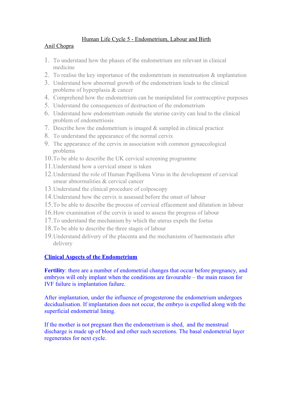 Human Life Cycle 5 - Endometrium, Labour and Birth