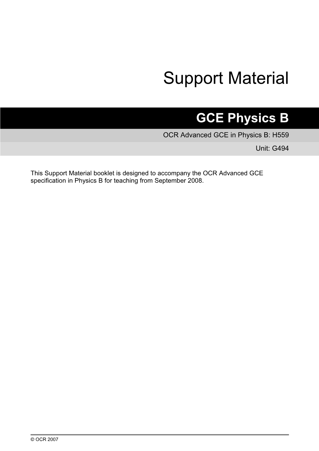 OCR Advanced GCE in Physics B: H559