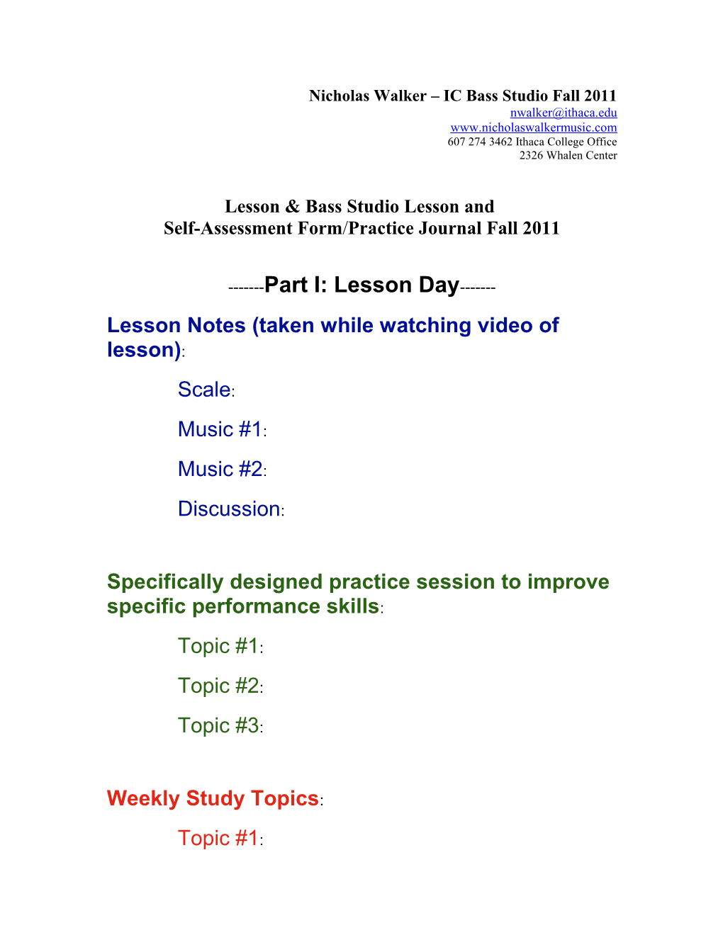 Part I: Lesson Day