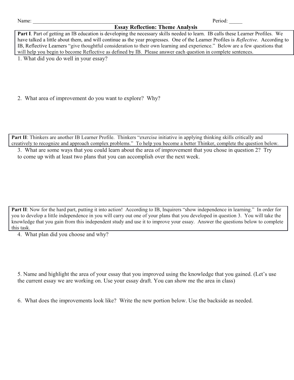 Essay Reflection: Theme Analysis