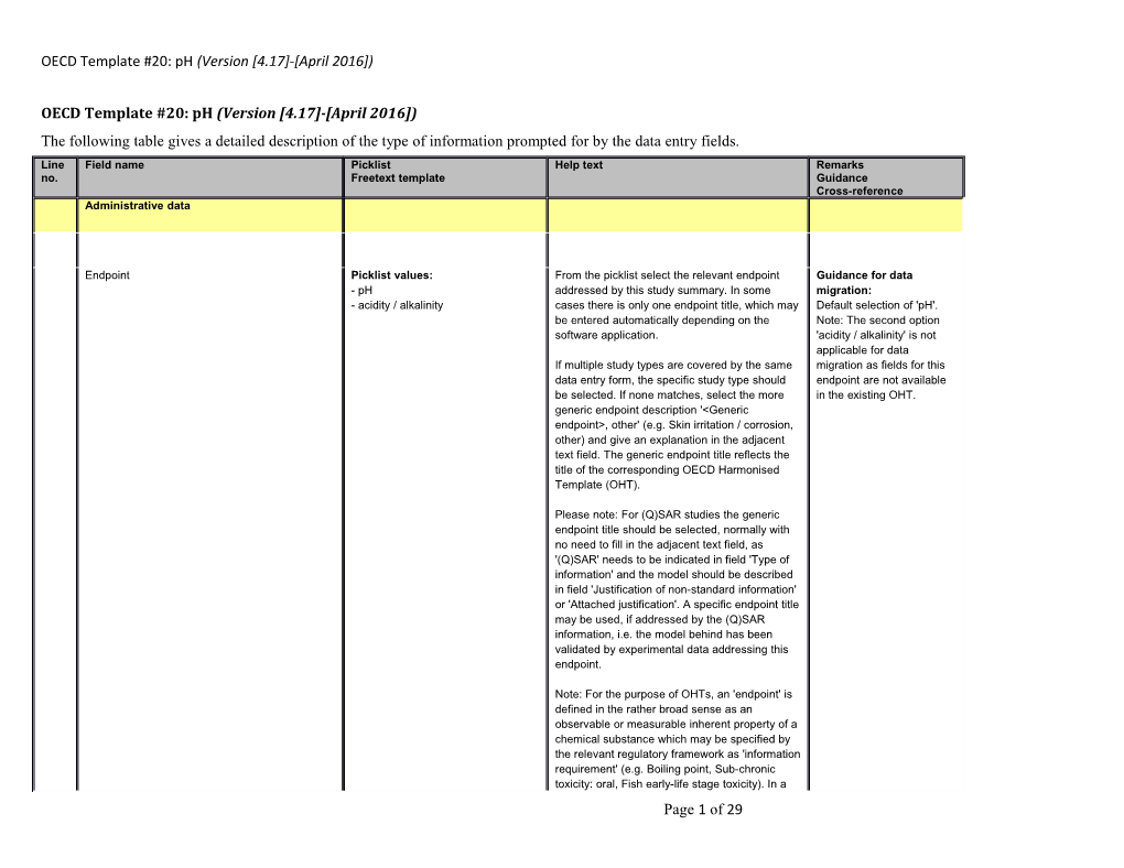 OECD Template #20: Ph (Version 4.17 - April 2016 )