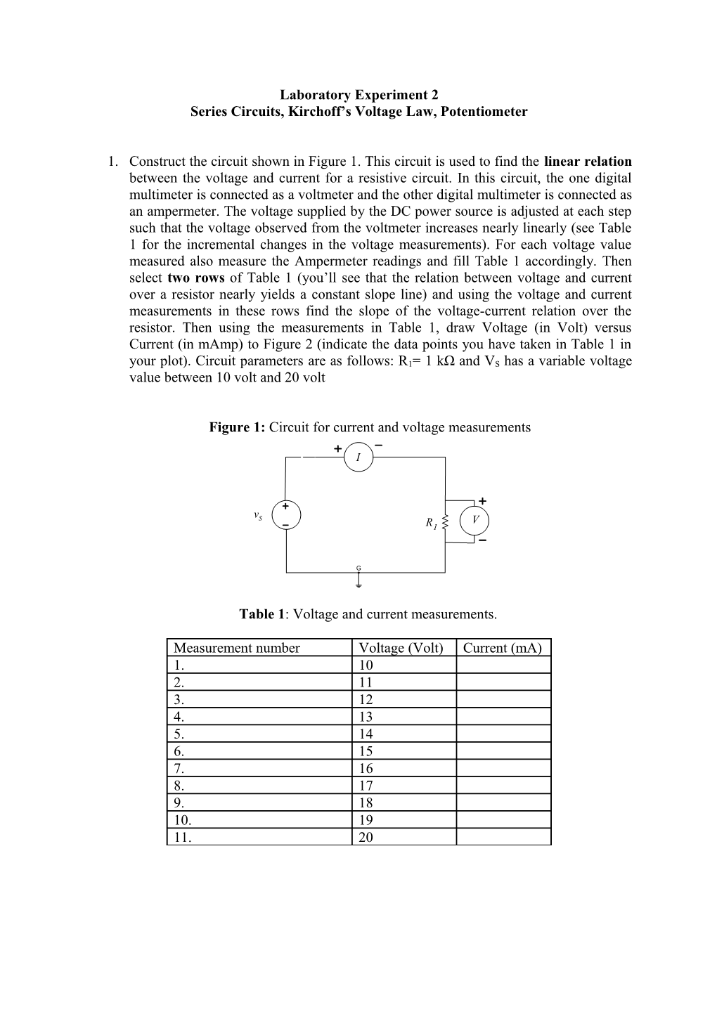 Series Circuits, Kirchoff S Voltage Law, Potentiometer