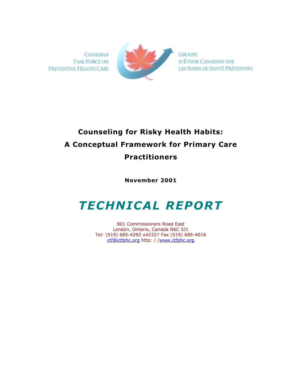 Counseling for Risky Health Habits: a Conceptual Framework for Primary Care Practitioners