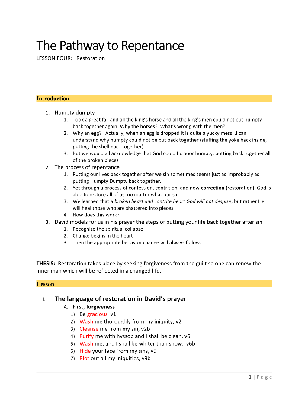 The Pathway to Repentance