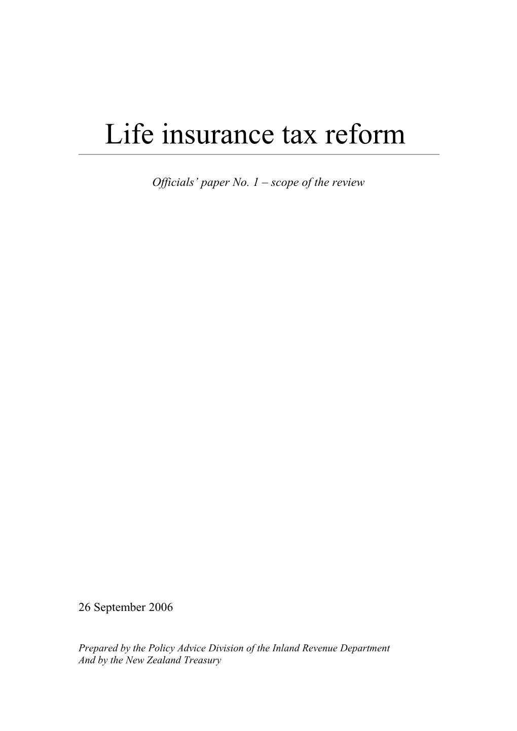 Life Insurance Tax Reform