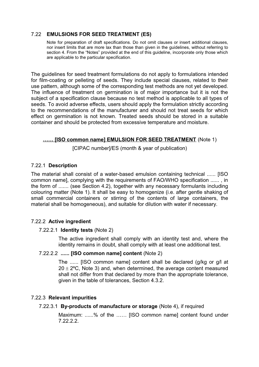 7.22 Emulsions for Seed Treatment (Es)