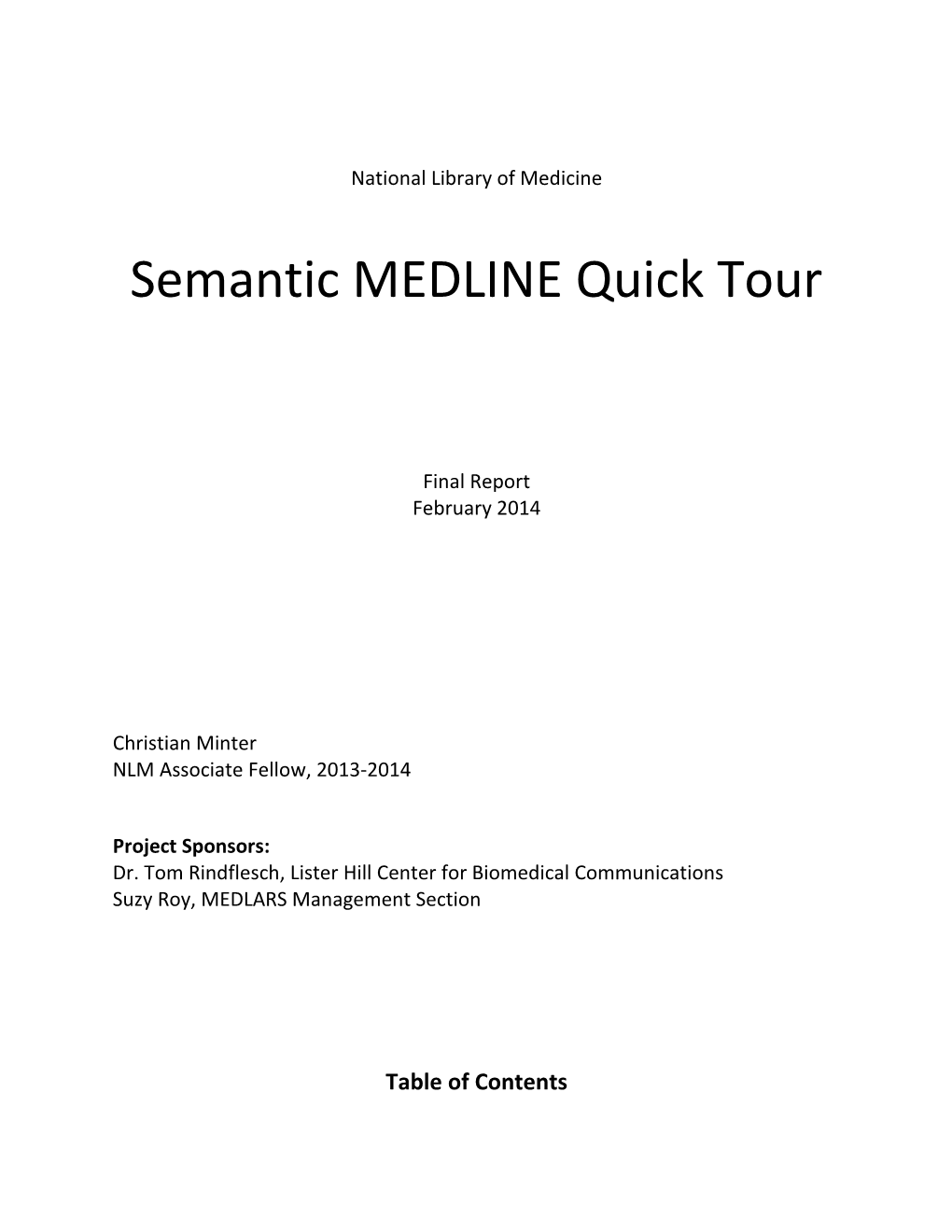 Semantic MEDLINE Quick Tour