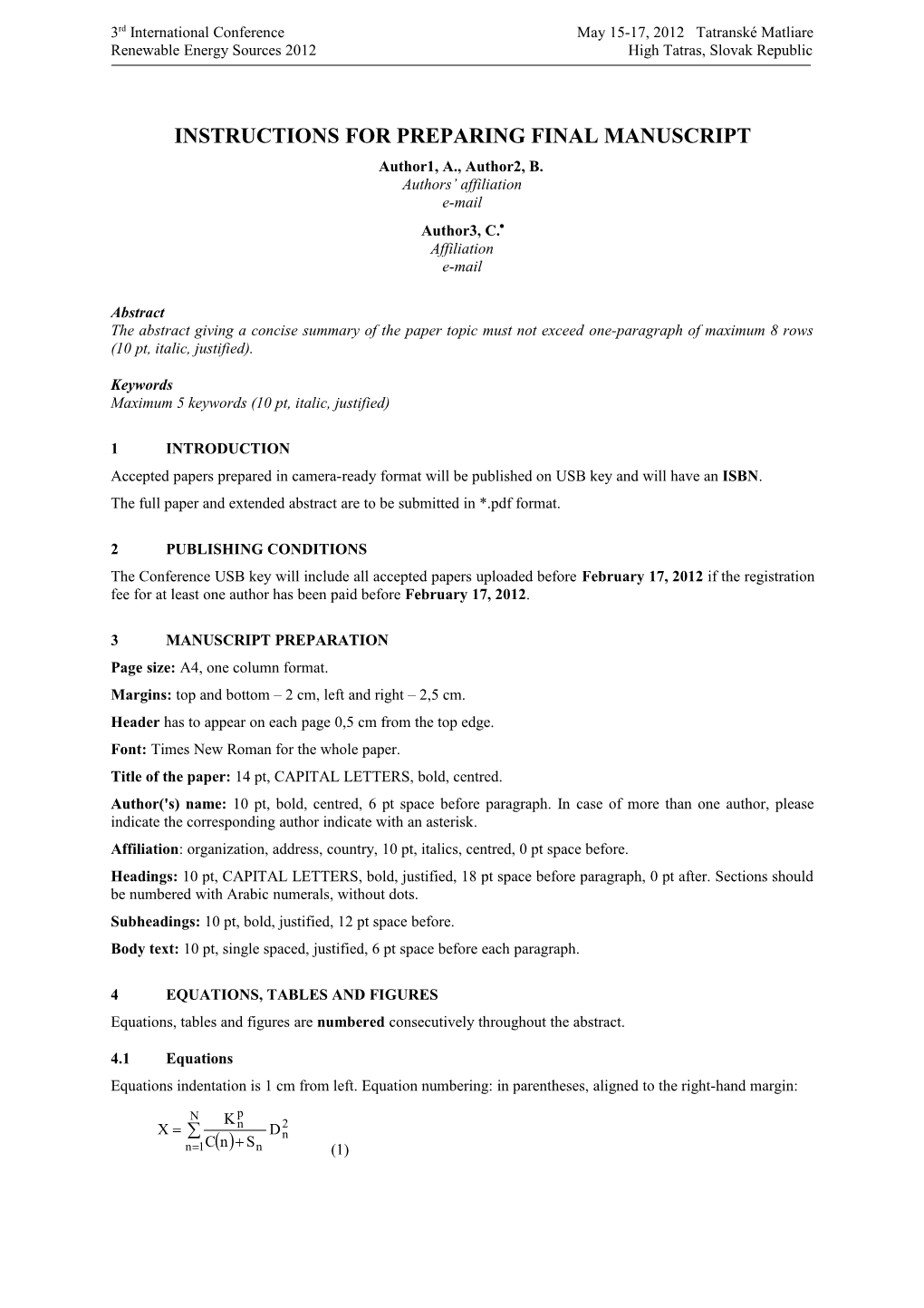 Instructions for Preparing Papers to the Conference Cps