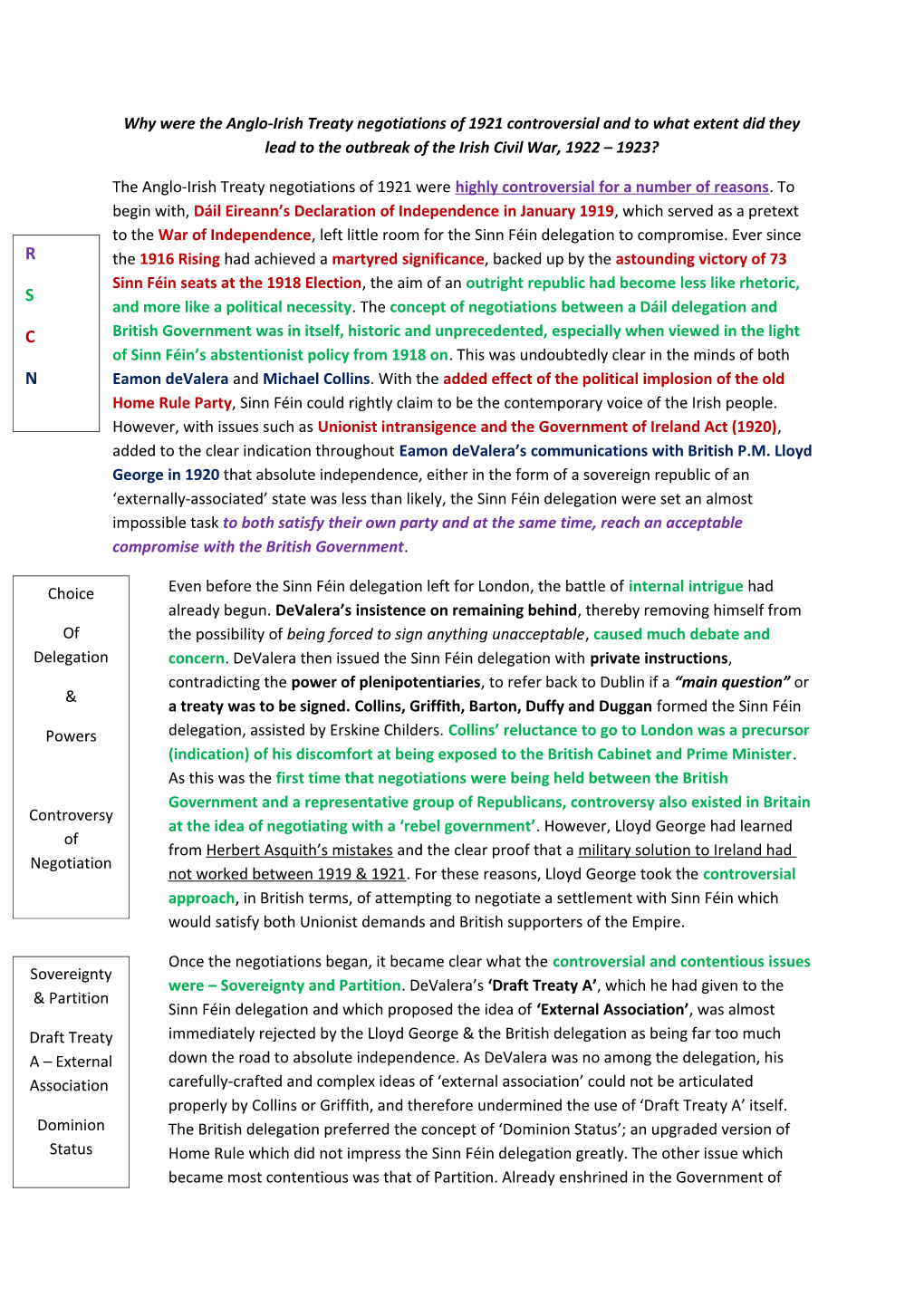 Why Were the Anglo-Irish Treaty Negotiations of 1921 Controversial and to What Extent