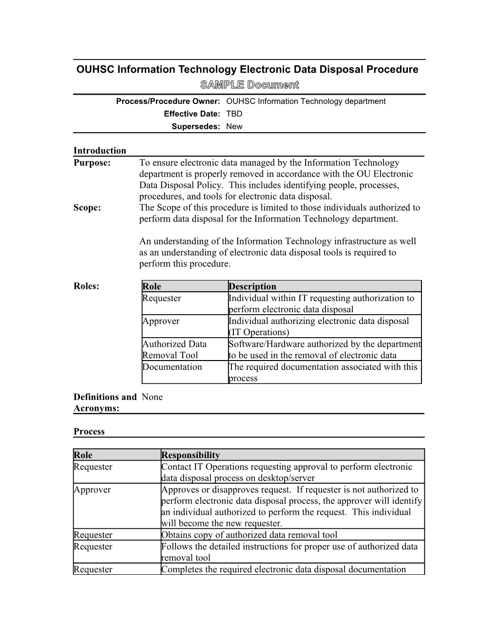 OUHSC Process/Procedure Template