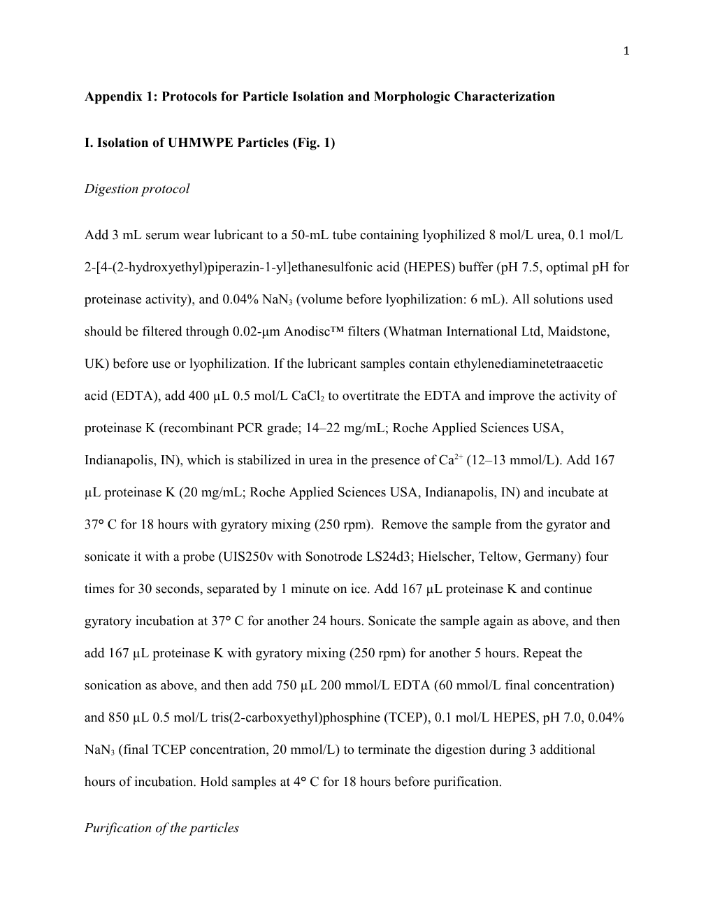 Appendix 1: Protocols for Particle Isolation and Morphologic Characterization