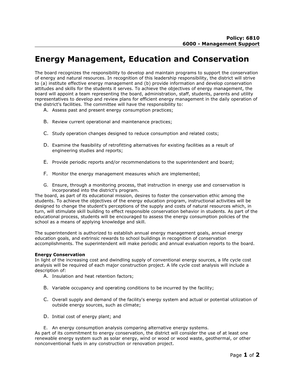 Energy Management, Education and Conservation