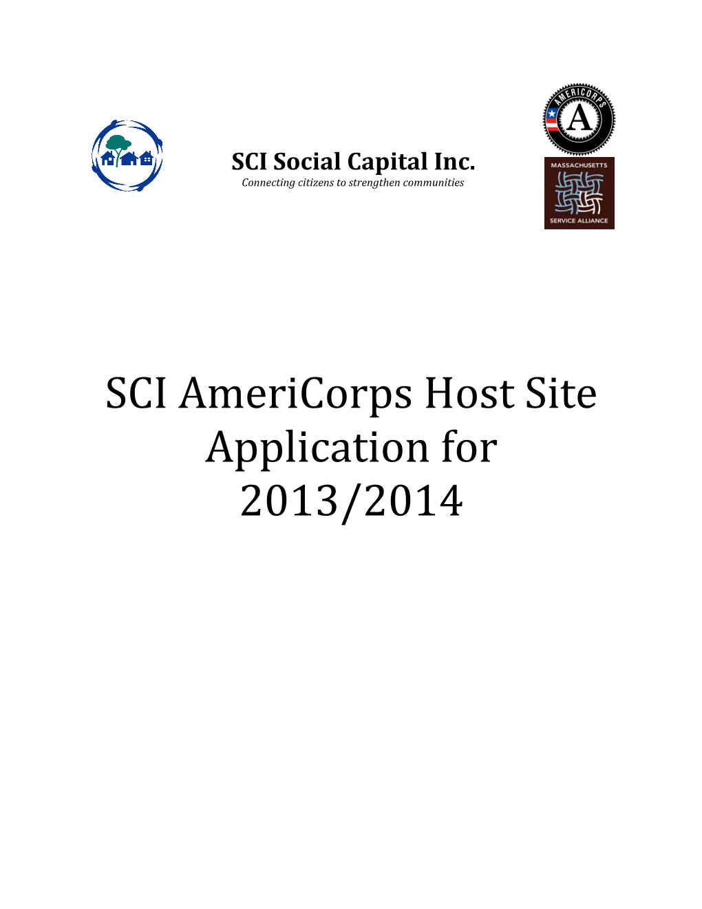 SCI Americorps Host Site Application for 2013/2014