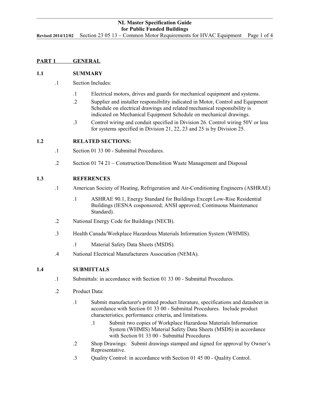 Common Motor Requirements for HVAC Equipment