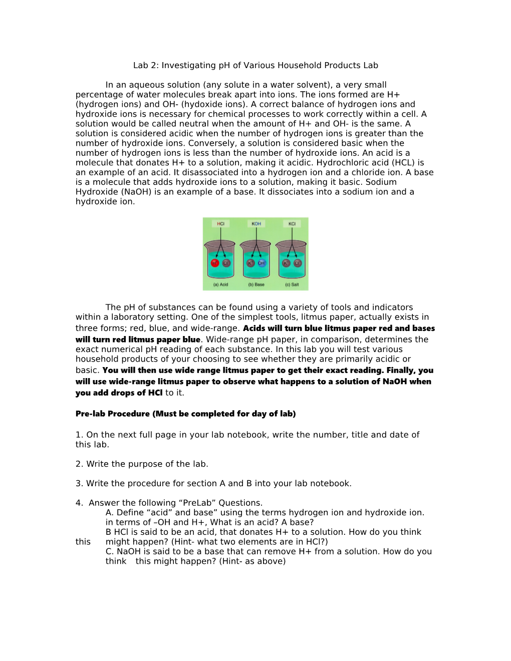 Unit 3: Basic Chemistry Lab