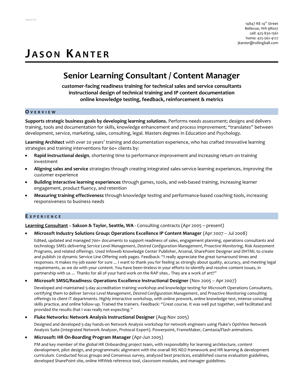 Senior Learning Consultant / Content Manager