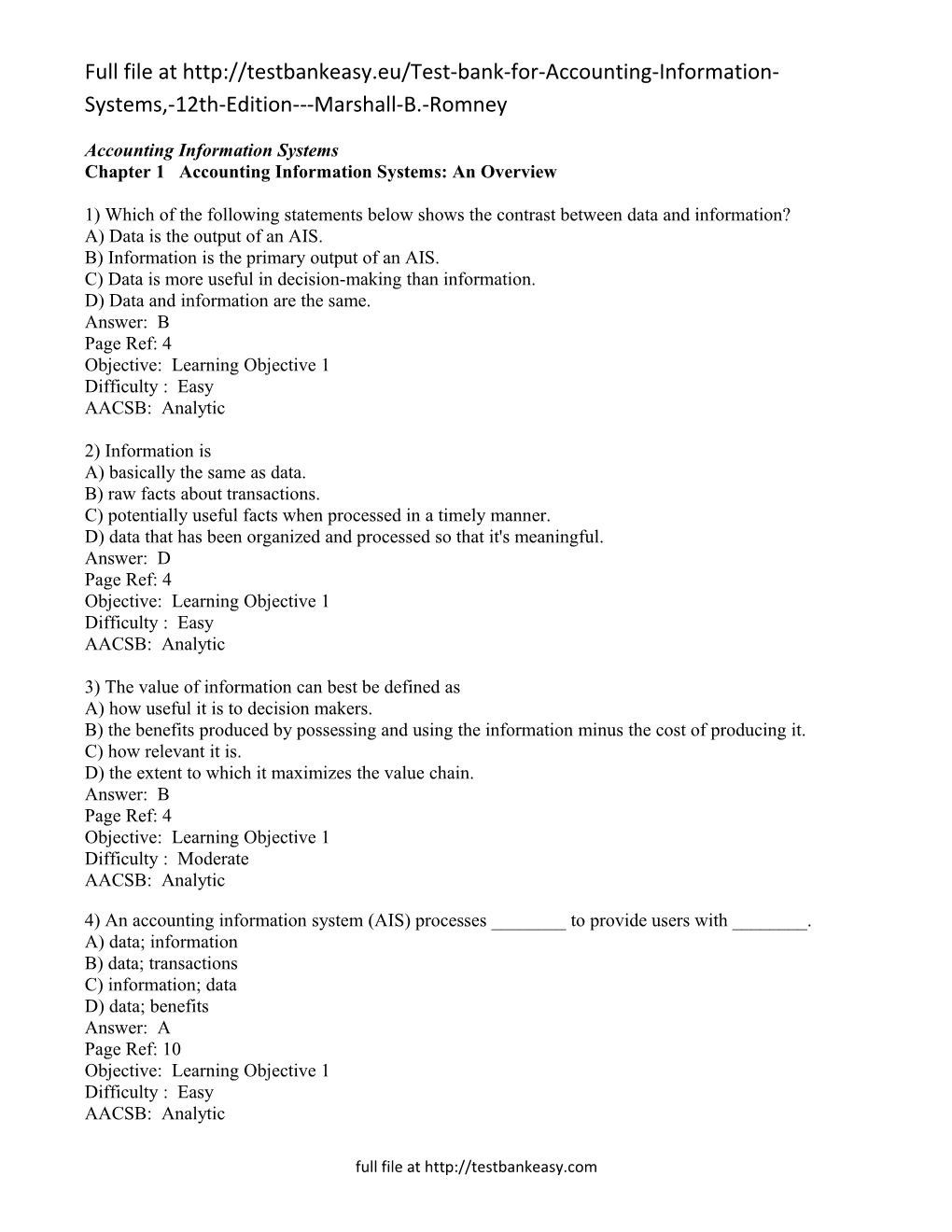 Chapter 1 Accounting Information Systems: an Overview