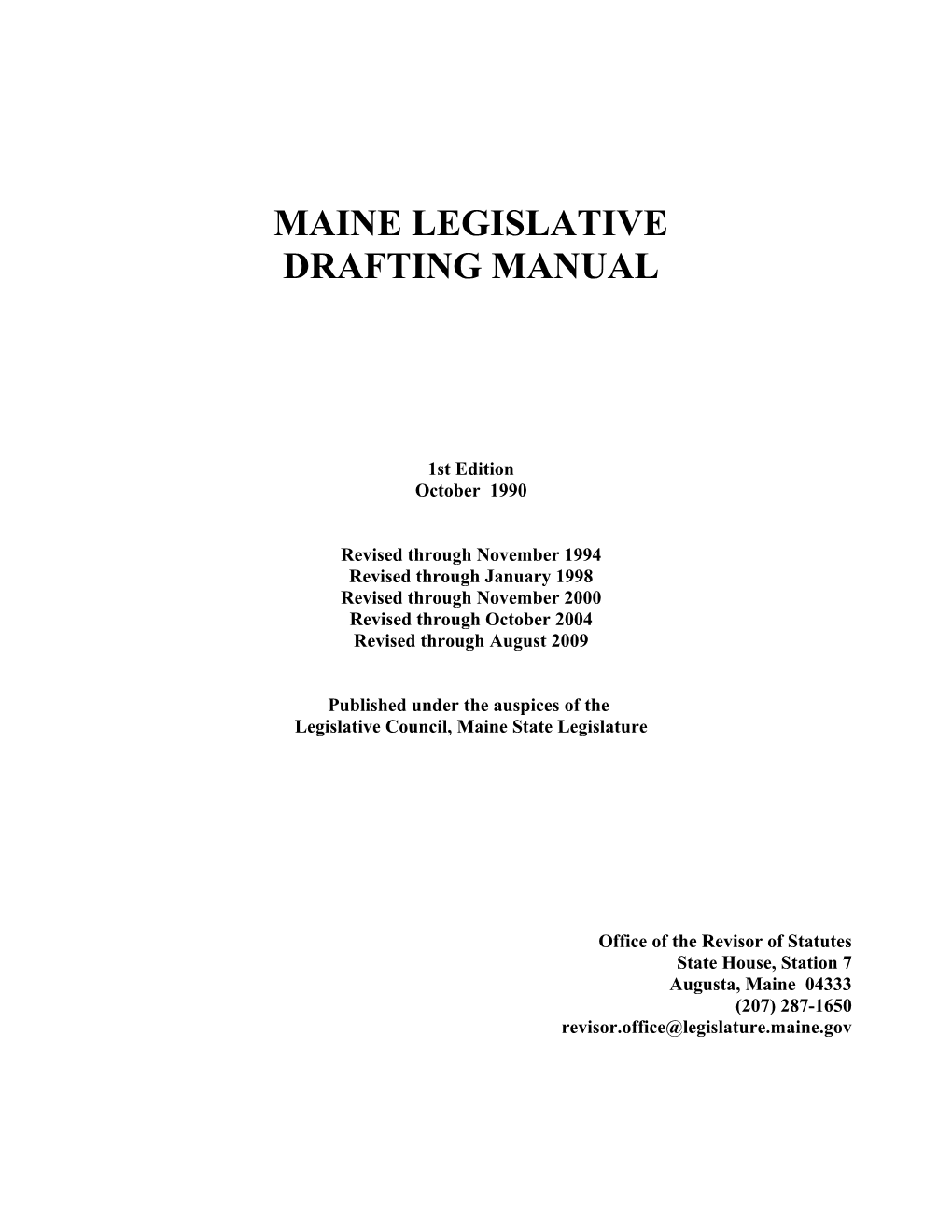 Maine Drafting Manual