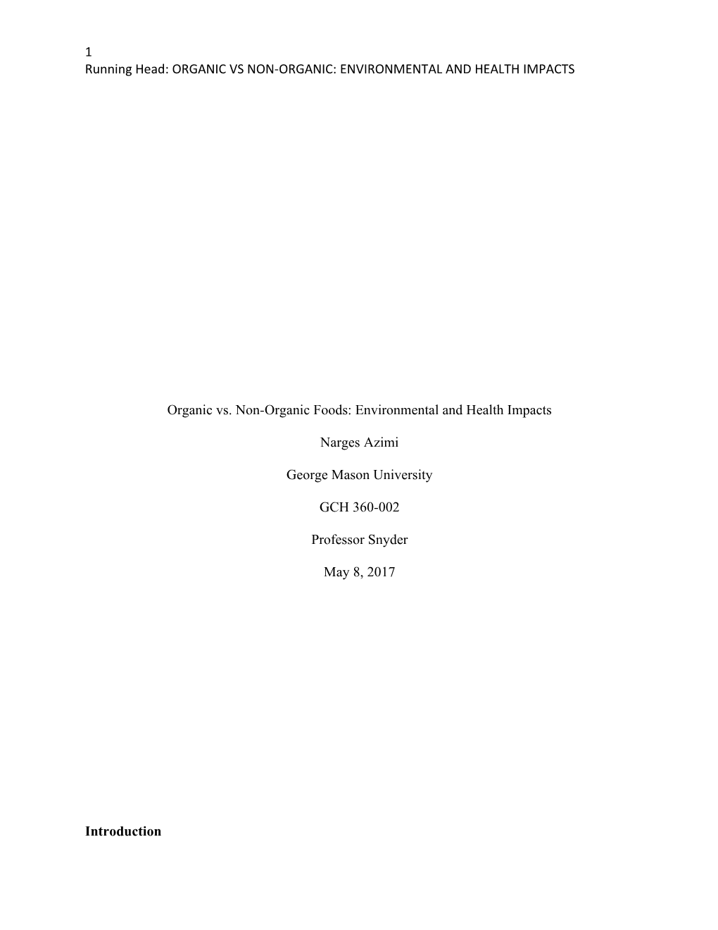 Organic Vs Non-Ogranic: Environmental and Health Impacts