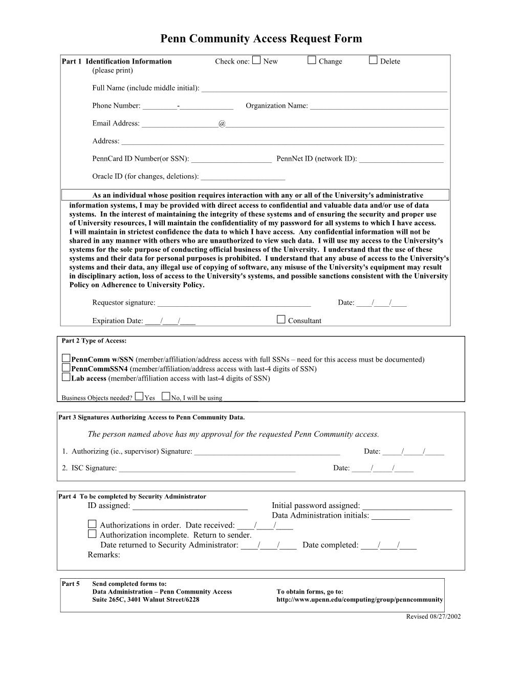 Penn Community Access Request Form