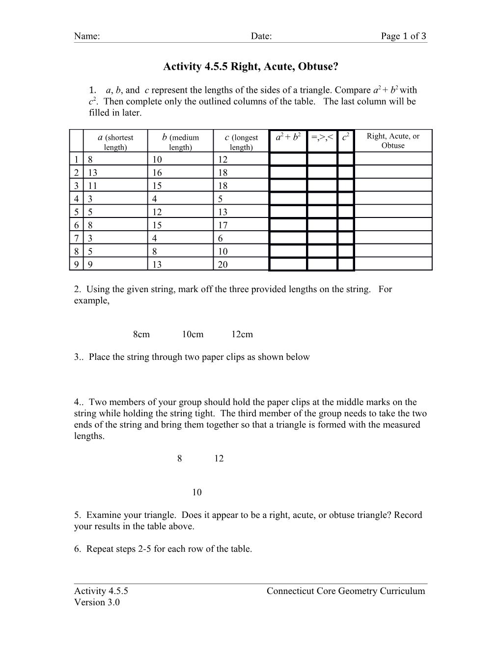 Activity 4.5.5 Right, Acute, Obtuse?