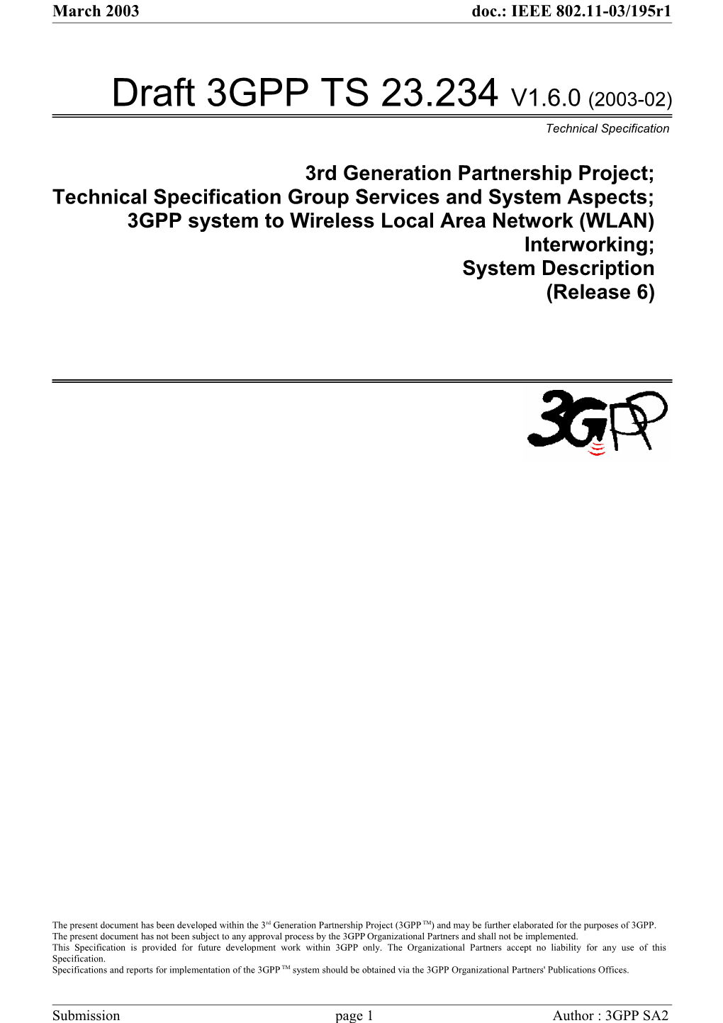 Technical Specification Group Services and System Aspects; s1