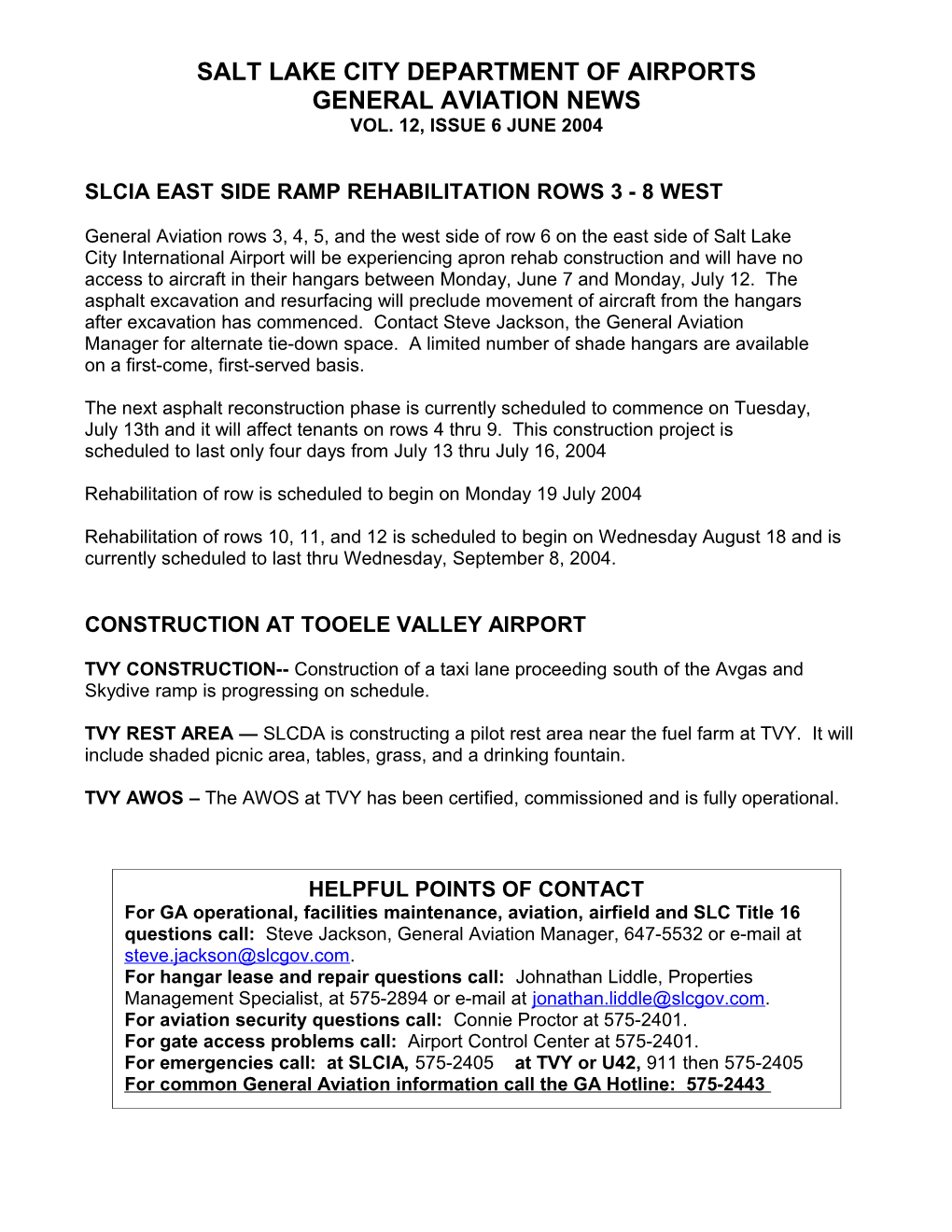 Salt Lake City Department of Airports s1