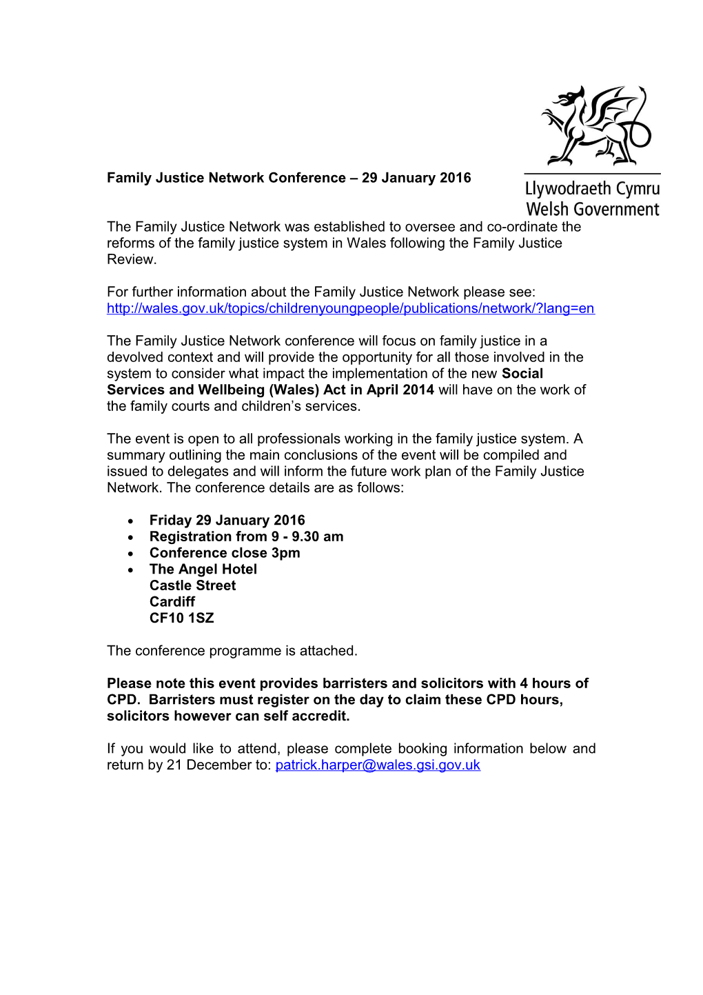 Family Justice Network Conference 29 January 2016