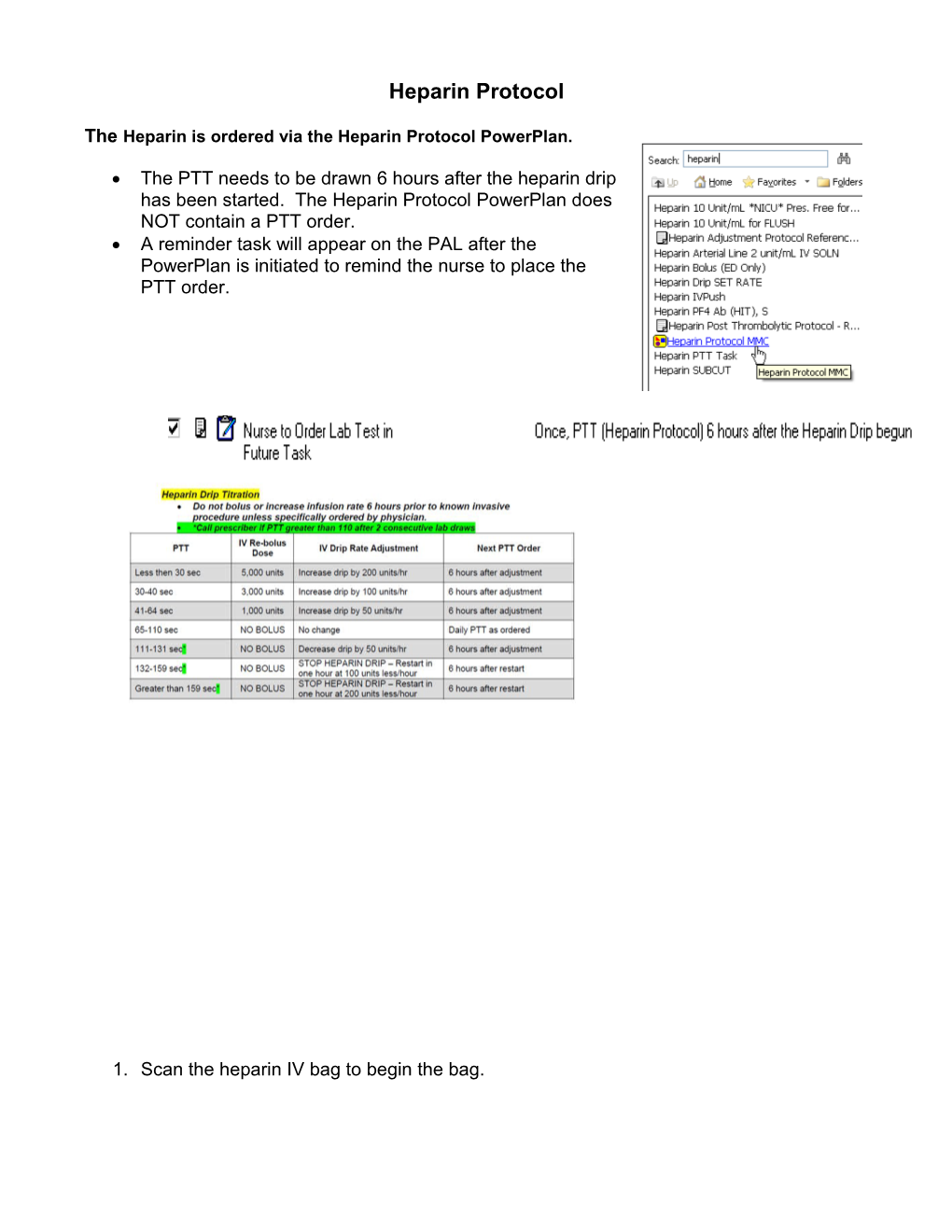 Heparin Protocol