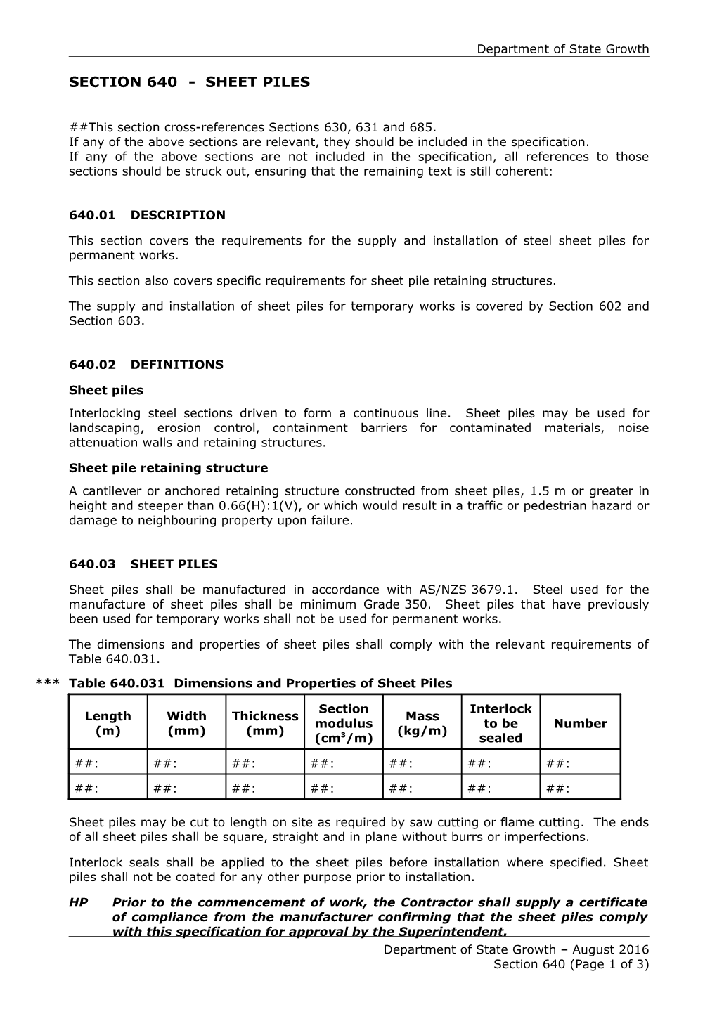 Section640 Sheet Piles