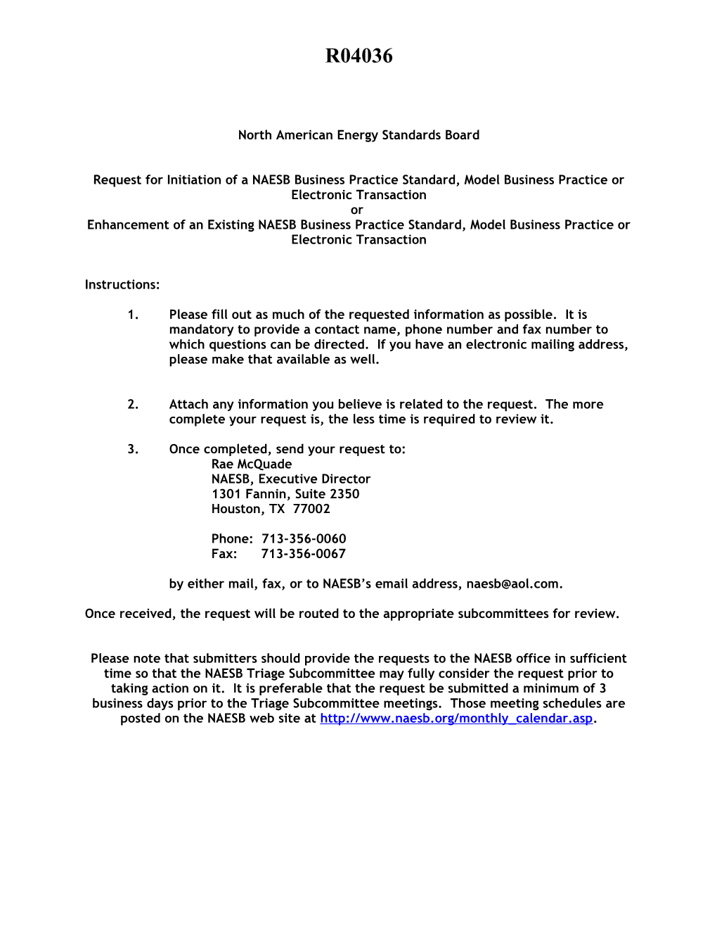 North American Energy Standards Board s22