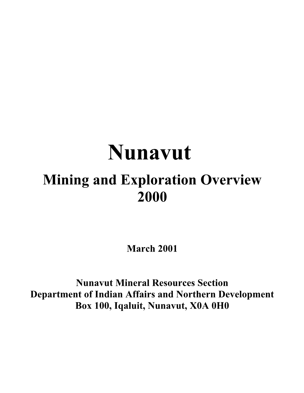 Mining and Exploration Overview 2000