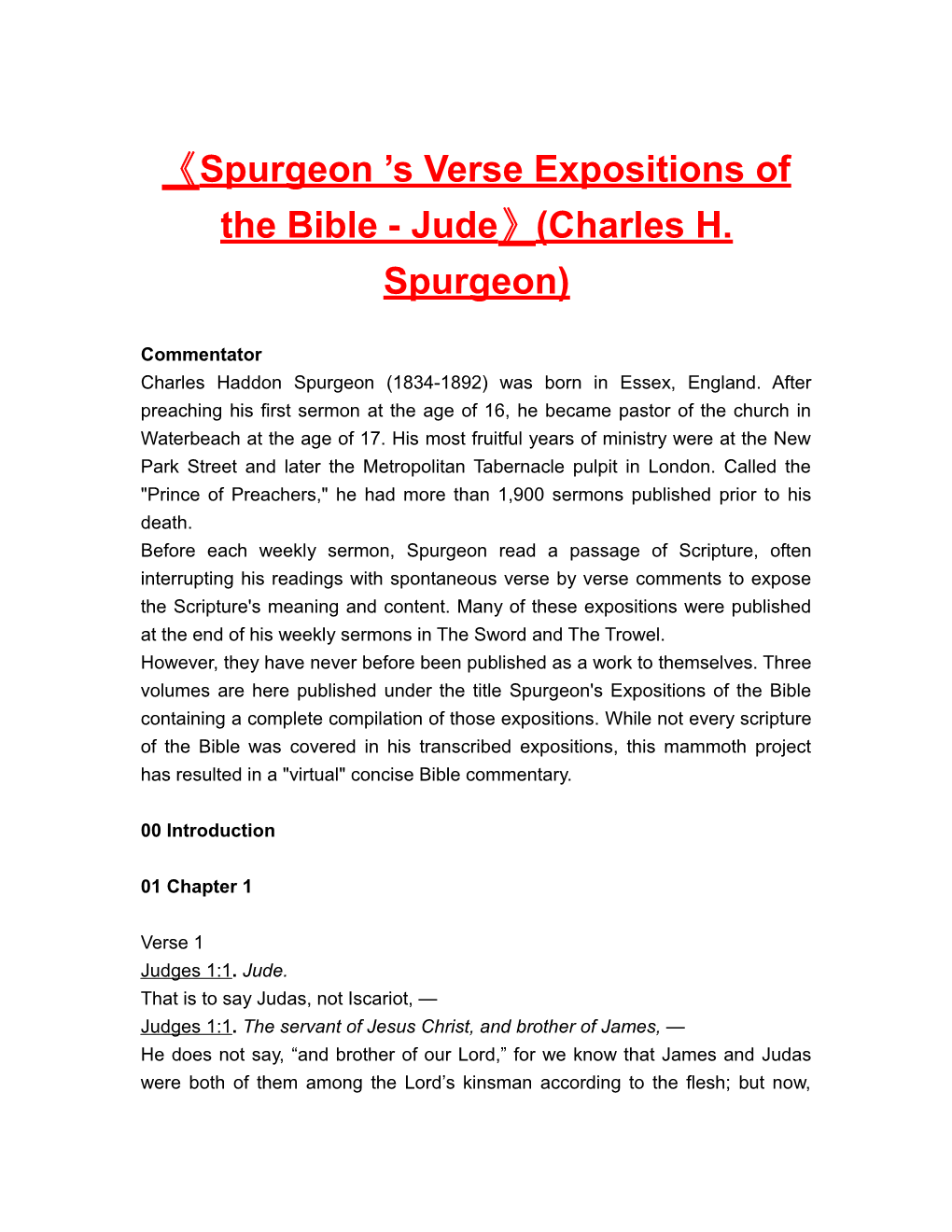 Spurgeon S Verse Expositions of the Bible - Jude (Charles H. Spurgeon)