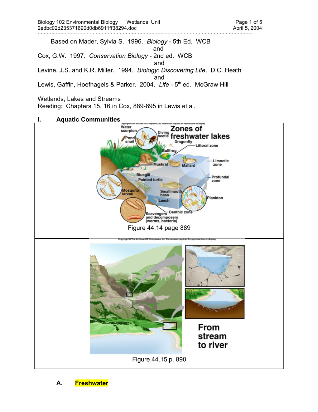 Wetlands Unit Lecture Notes