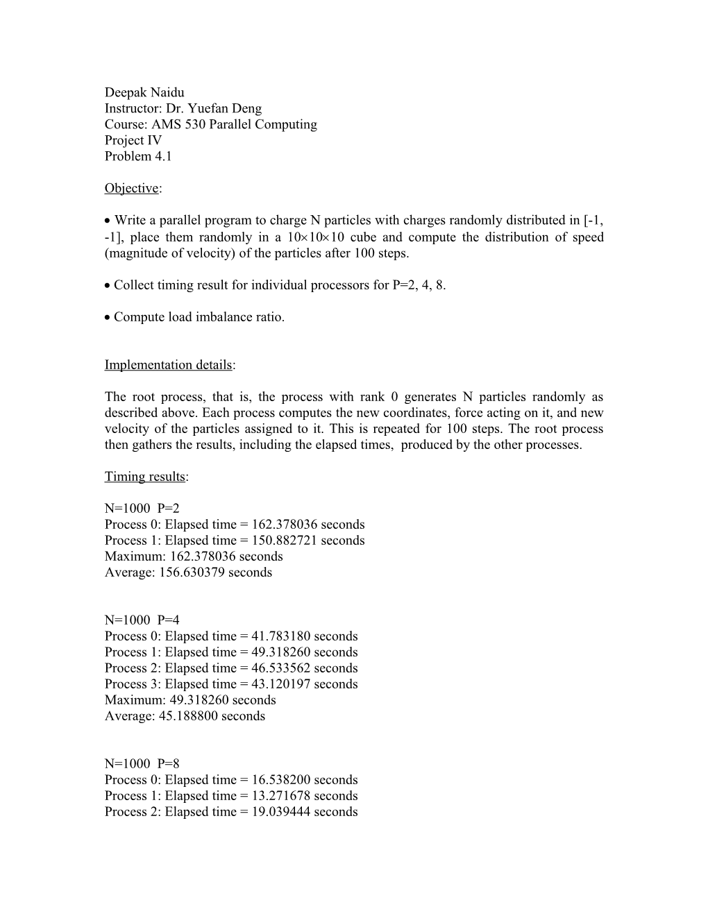 Course: AMS 530 Parallel Computing