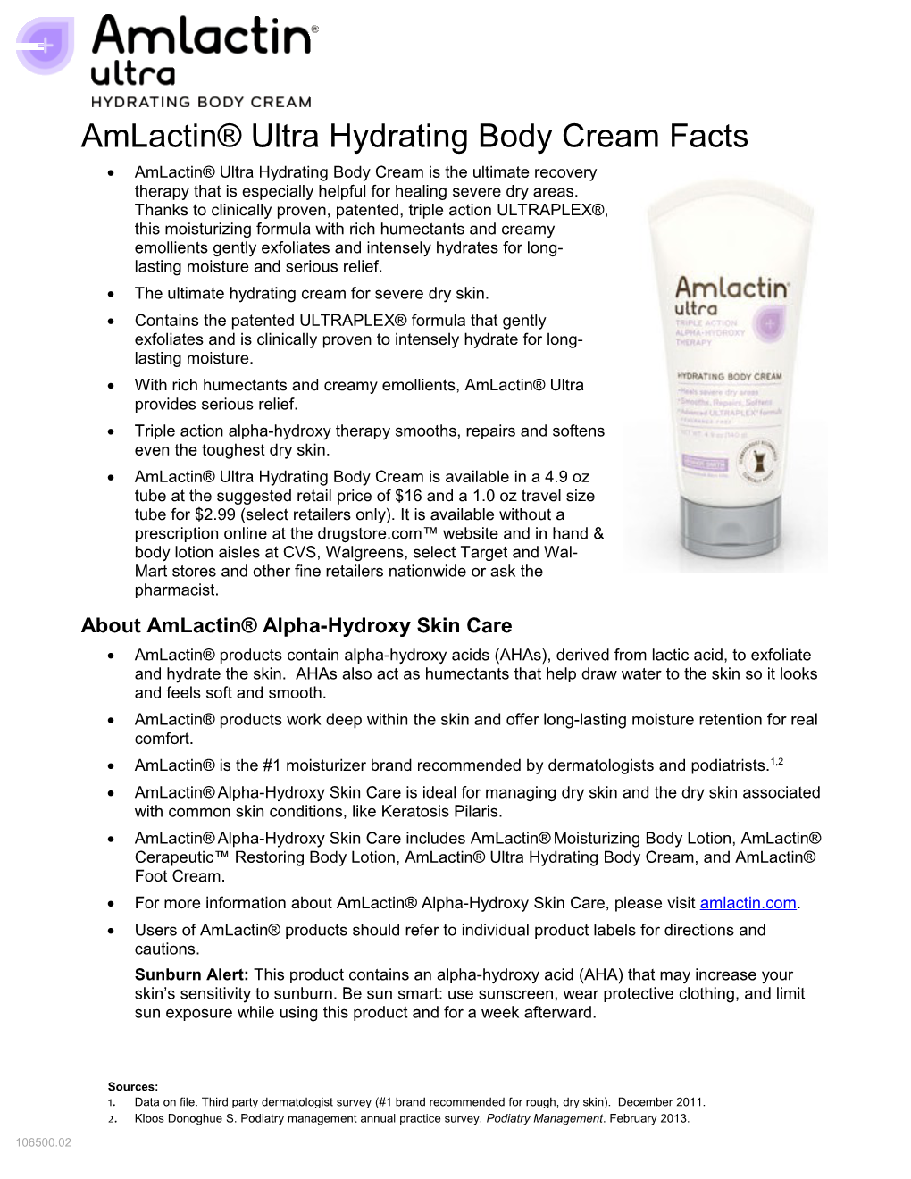 Amlactin Ultra Hydrating Body Cream Facts